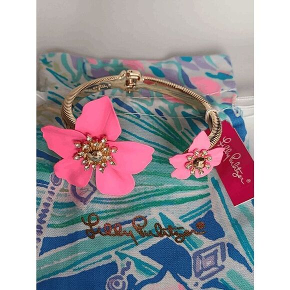 🌺 LILLY PULITZER Oversized Orchid Flower Roxie Pink Bracelet NEW WITH GIFT BAG - Picture 7 of 15